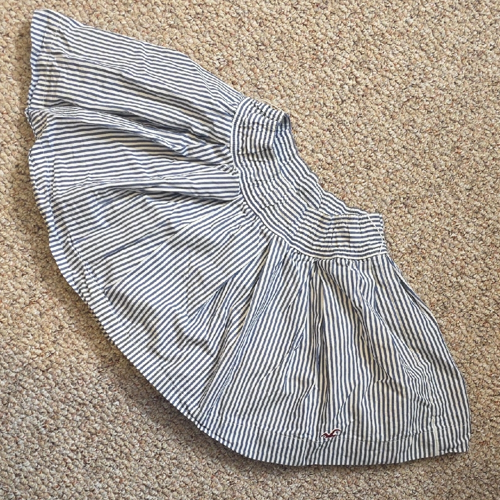 Hollister Navy & White Striped Circle Skirt